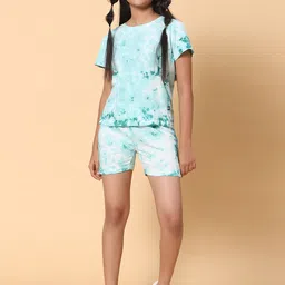 TeenTrums Girls Dyed Pure Cotton T-Shirt With Shorts-57