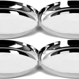 Pack of 4 Steel Stainless Steel Plate, 28 cm Heavy Guage, Suitable for LUNCH/DINNER, Pack of 4 Dinner Set-32