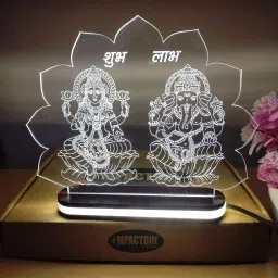 31 3D Illusion Laxmi Ganesh LED lamp Warm White Light Table Lamp For Diwali Gift Table Lamp-image-99