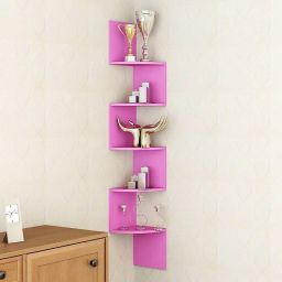 Corner Hanging Shelf for Living Room Stylish |Floating Display Rack Storage Engineered Wood Open Book Shelf-16