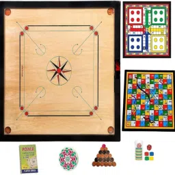 26In Carrom With Wood Coins, Striker & Powder Carrom And Ludo & Snakes 45 cm Carrom Board-image-35