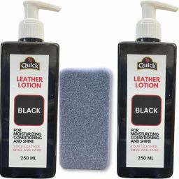 Quick Leather Lotion Cream For Shoes Bags & Jacket | 2 x 250 ML Pack | Colour: BLACK | Leather Shoe Cream-image-32