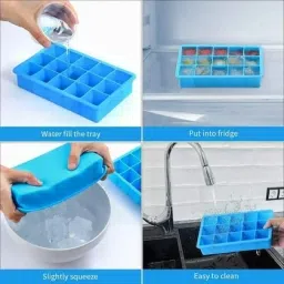 vasundhara Silicon ice Cube Tray, ice Trays for freezer, fridge ice cube Trays Green, Blue Silicone Ice Cube Tray image 3