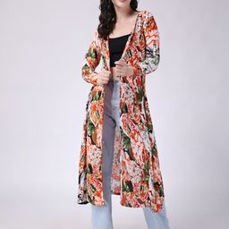 SCORPIUS Floral Printed Longline Open Front Shrug image 2
