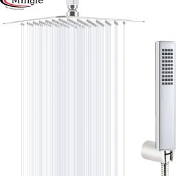 Mingle Ultra Slim Shower 12 Inch With 21 inch Ceiling Arm (Telephone Hand Shower) Rain Shower Rainfall-13