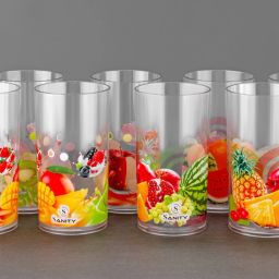 (Pack of 8) CLASSIC PRINTED GLASS Glass Set Water/Juice Glass-image-15
