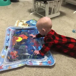 boriva Inflatable Baby Mat Tummy Time Play mat Infants Toddlers Water| Multi Color Inflatable Swimming Pool image 2