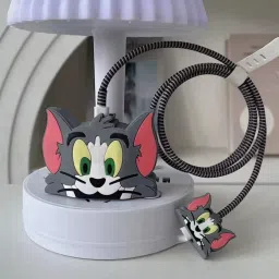 Epaal 4 pcs 3D TOM & JERRY Case & Winder for 18W 20W iPhone Adapter & Type C Charging Cable Protector-98