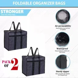 150 L Hand Duffel Bag - Multipurpose Clothes Storage Grocery Vegetable Shopping Covers Zip Bags(PACKOF2) - Multicolor - Large Capacity-image-71