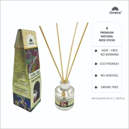 Ombre Jasmine Diffuser Get 4 Natural Stick Natural Fragrance Diffuser Set (50ML) Ideal for Office Cabins, Room, Washrooms, Cubicles, Stores, Reception Areas Etc... Diffuser image 2