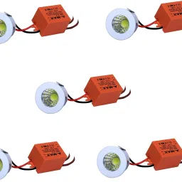 D'Mak 1 Watt LED COB/Spot Light/Button Light (Warm White) Round Driver Included pack of 5 Recessed Ceiling Lamp-25