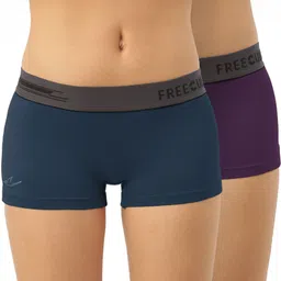 freecultr Pack of 2 Antibacterial Micro Modal long Boxer for Girls Women Boy Short Dark Blue, Purple Panty-picture-25