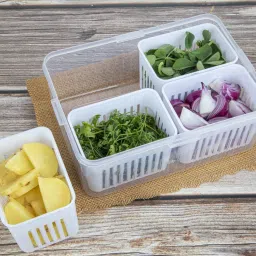Fabulous Fridge Vegetable Storage Box with Drainer Box Plastic Fruit & Vegetable Basket-10