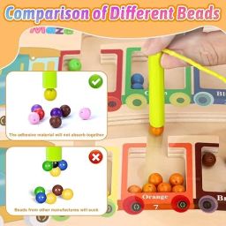 calyxia Wooden Magnetic Train Maze Puzzle Toy – Color & Number Matching image 2
