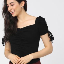 Casual Regular Sleeves Solid Women Black Top-image-40