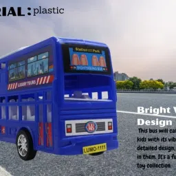 neoinsta shopping Big size friction powered double decker bus toy Blue color image 3