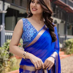 Woven, Embellished Mangalagiri Chiffon Saree-picture-12