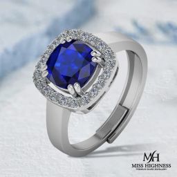 Pure 925 Silver Blue Stone Sapphire Engagement Ring For Girls Sterling Silver Cubic Zirconia Rhodium Plated Ring-image-13