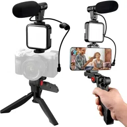 MADSWAS Portable Vlogging Kit Video Recording Equipment with Tripod Fill Light Mic M30 Tripod Kit, Monopod Kit-31