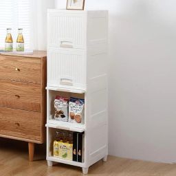 4 Layer Plastic Storage Box, Foldable Cabinet for Clothes & Luggage Organisers PVC Collapsible Wardrobe-19