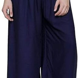 Women Navy Blue Flared Ethnic Palazzos Women Pyjama-image-2
