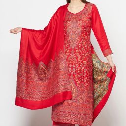 Unstitched Acrylic Blend Kurta & Palazzo Material Self Design-image-4