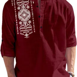 Men Self Design Cotton Blend Straight Kurta-image-62