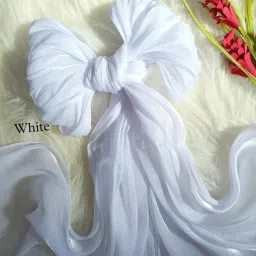 Self Design Satin Blend Women White Fancy Scarf, Stole, Scarf-image-27