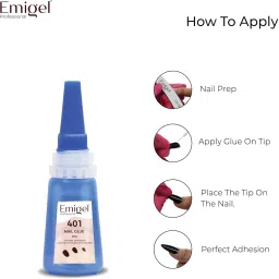 emigel professional 401 Nail Glue for Artificial Nail Extensions Rapid Fix Glue, Quick Drying image 5