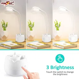 idoleshop Desk Light with 3 Shades Touch Control Light Advanced Pen and Mobile Holder Rechargeable LED Desk Lamp Children Eye Protection Student Study Reading Dimmer Study Lamp image 3