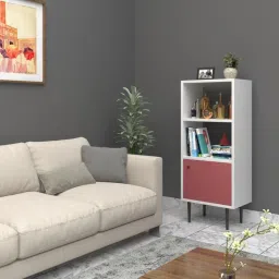 Free Standing Corner Storage Bookshelf/Display Rack with 2 Shelf & 1 Cabinet/ Engineered Wood Semi-Open Book Shelf-image-29