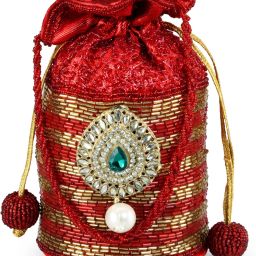 Women Red, Gold Cosmetic Bag-image-66