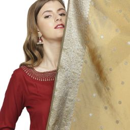 Silk Blend Woven Gold Women Dupatta-image-43