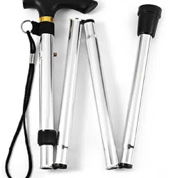 Automatic Magnetic Snap-Out Folding Crutch Walking Cane Folding Stick with Adjustable Length (33-37 Inch) (Silver) Walking Stick-2