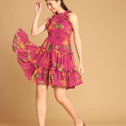 OCTICS Women Floral Printed Fit & Flare Dress-image-50