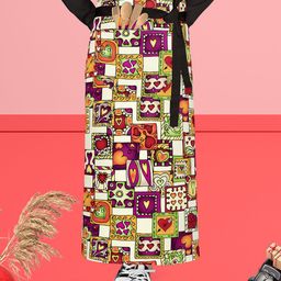 ArtzFolio Yellow & Purple Printed Cotton Waist Apron-20