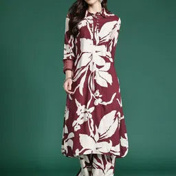 Indo Era Women Floral Printed Sequinned Kurta with Trousers-picture-33