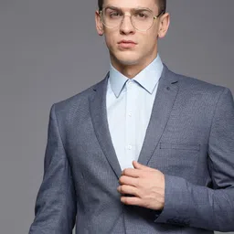 Theme Men Blue Self Design Slim Fit Formal Blazer-picture-44