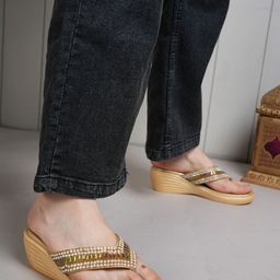 Anouk Women Embellished Studded Party Wedge Sandals-45