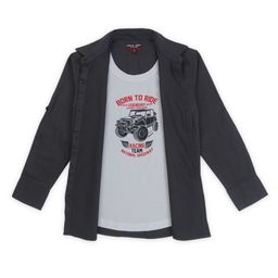 Gini and Jony Boys Grey Printed Casual Cotton Shirt-image-78