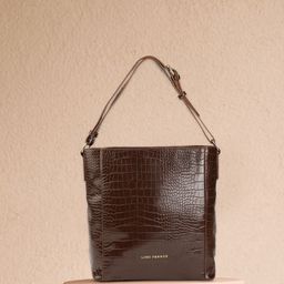 Lino Perros Coffee Brown Croc Textured Shoulder Bag-17