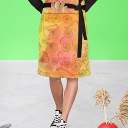 ArtzFolio Yellow Printed Cotton Waist To Knee Apron-44