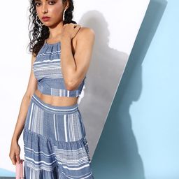 QUIERO Women Stunning Blue Striped Co-Ords Jumpsuit-10