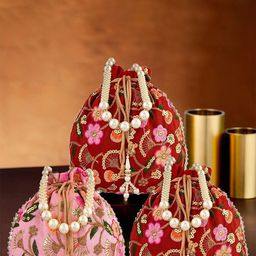 Kuber Industries Set Of 3Embellished Potli Clutch-image-60