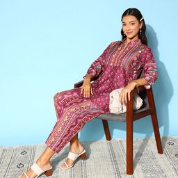Indo Era Women Floral Printed Co-Ords Set-28