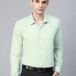 MANQ Men Sea Green Semi-Slim Fit Solid Formal Shirt-image-28