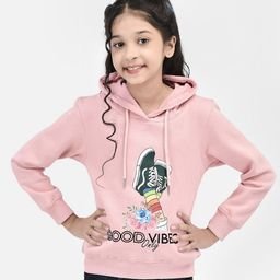 Crimsoune Club Girls Graphic Printed Hooded Cotton Pullover-image-5