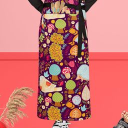 ArtzFolio Violet & Yellow Printed Cotton Waist Apron-image-91