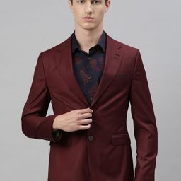 RARE RABBIT Men Radiant Slim Fit Solid Single-Breasted Blazer-image-2