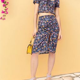 DressBerry Floral Frenzy Slit Statement Ruched Chic Co-ord-image-9